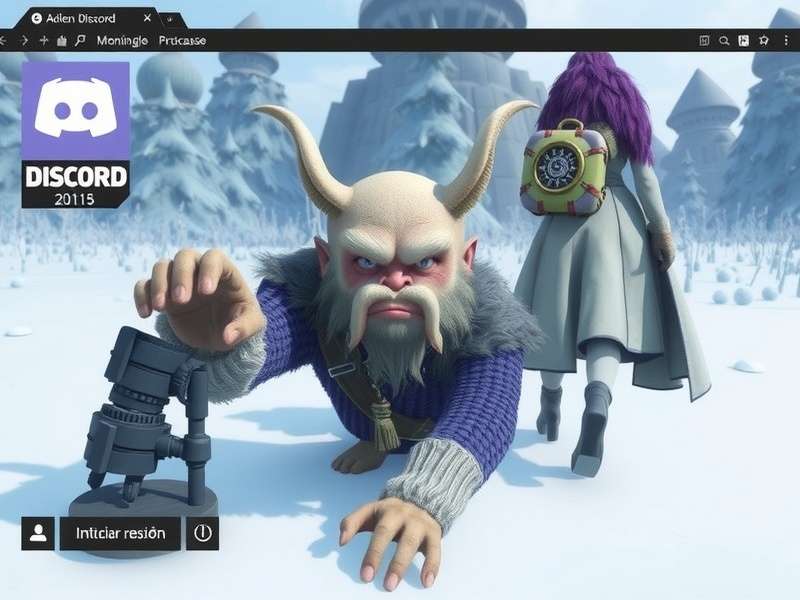 Discord web interface showing login screen and main dashboard